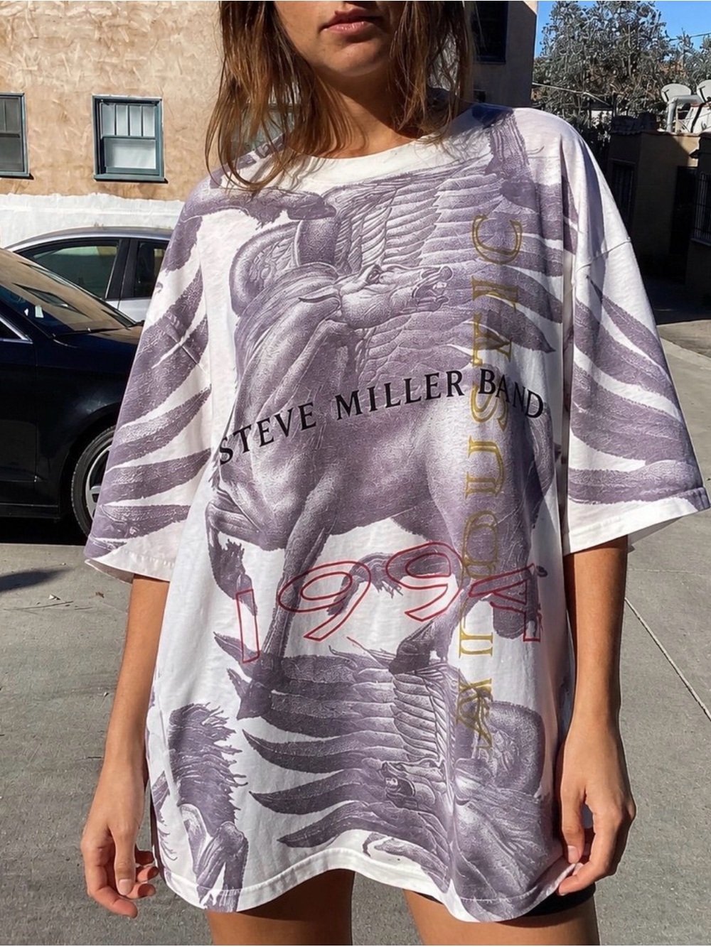 Steve Miller Band Graphic Tee - White & Lavender size L